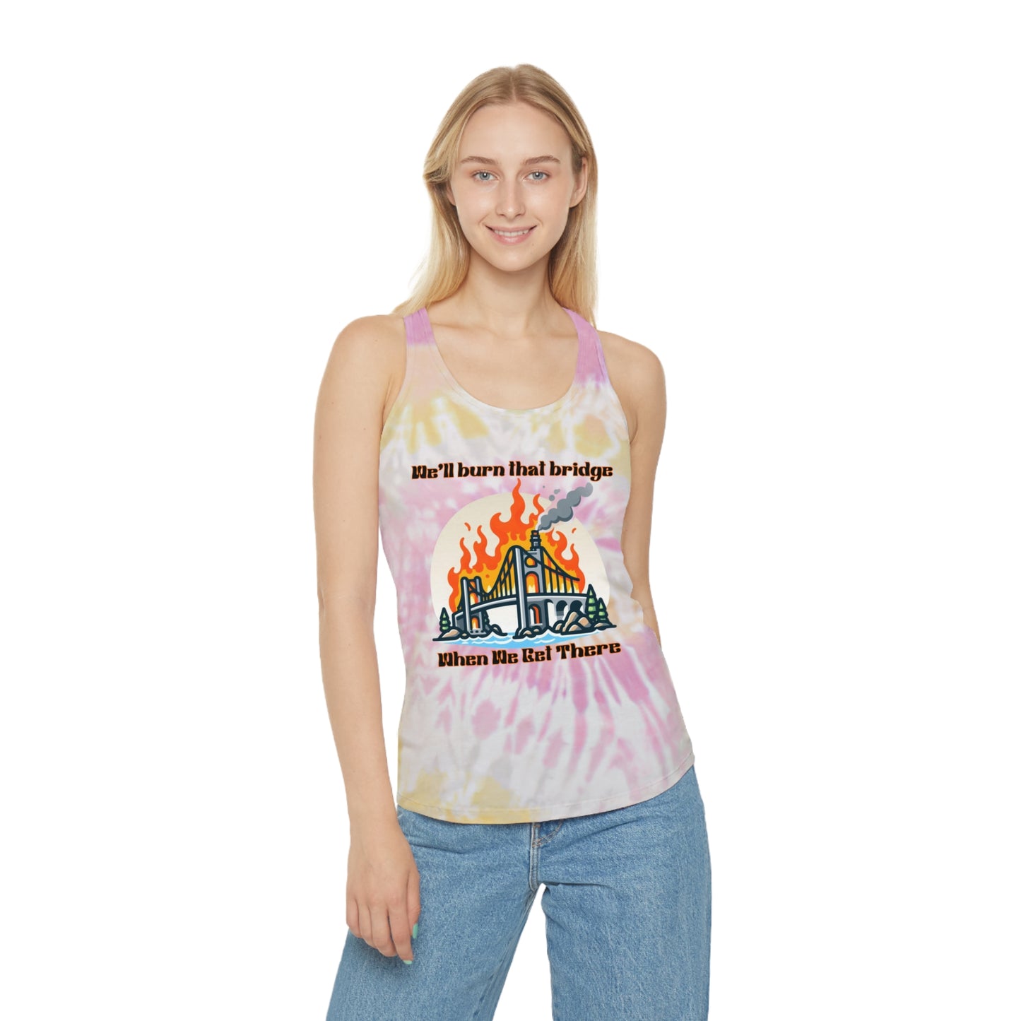 Tie Dye Racerback Tank Top, Trendy Summer Apparel, Motivational Workout Gear, Outdoor Festival Attire, Beach Day Essential, Unique Gift Idea