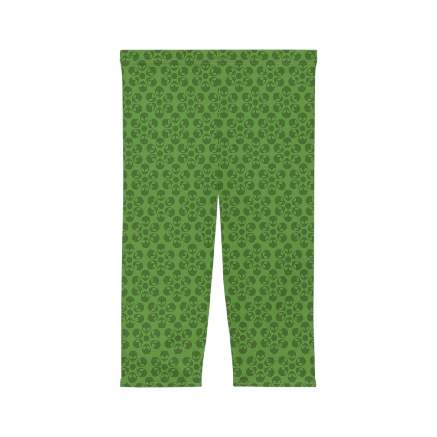 Women’s Capri Leggings Alien Flowers Green