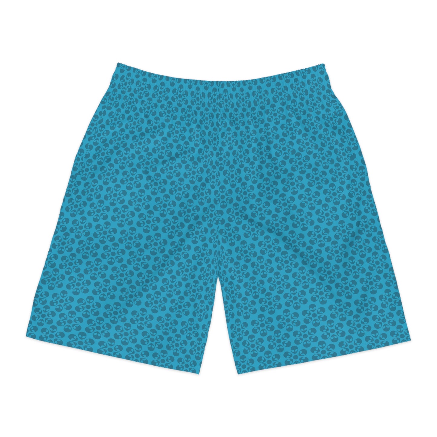 Mens Jogger Shorts  Alien Flowers Turquoise