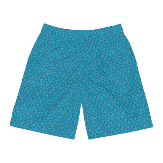 Mens Jogger Shorts  Alien Flowers Turquoise