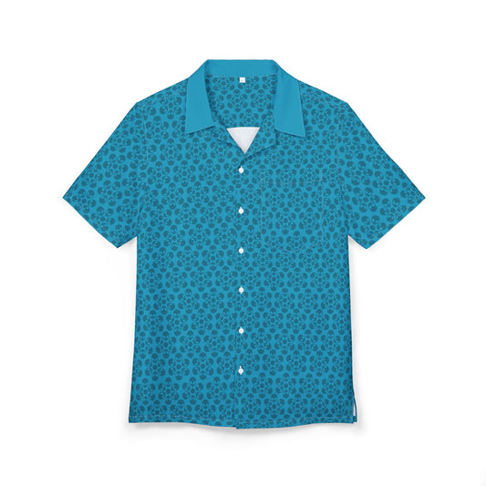 Unisex Hawaiian ButtonDown Shirt  Tropical Vibe Summer Apparel Beachwear Vacation Outfit Casual Wear Alien Flowers Turquoise