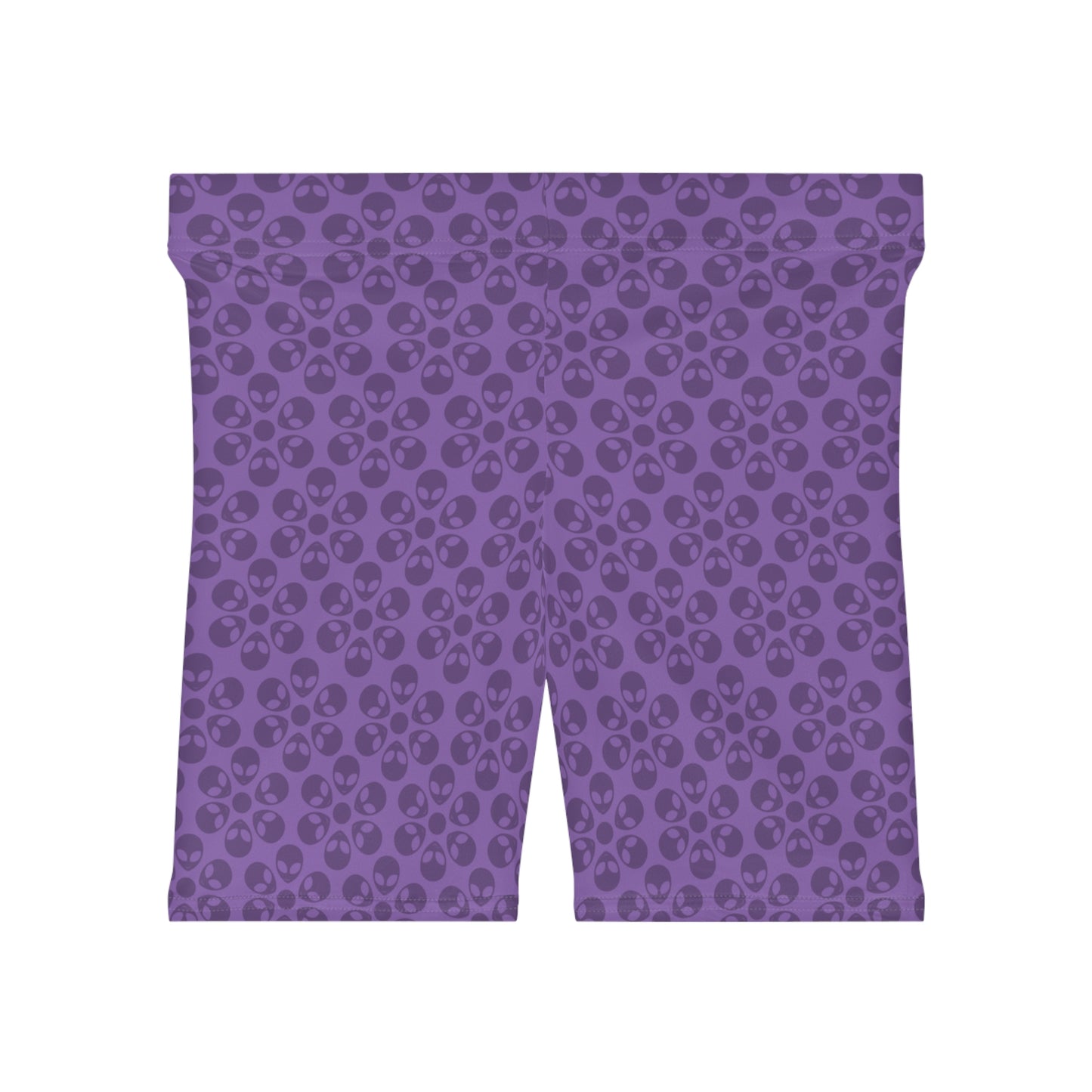 Womens Alien Pattern Biker Shorts Trendy Activewear Casual Cycling Shorts Festival Outfit Summer Essentials Alien Flowers Light Purple