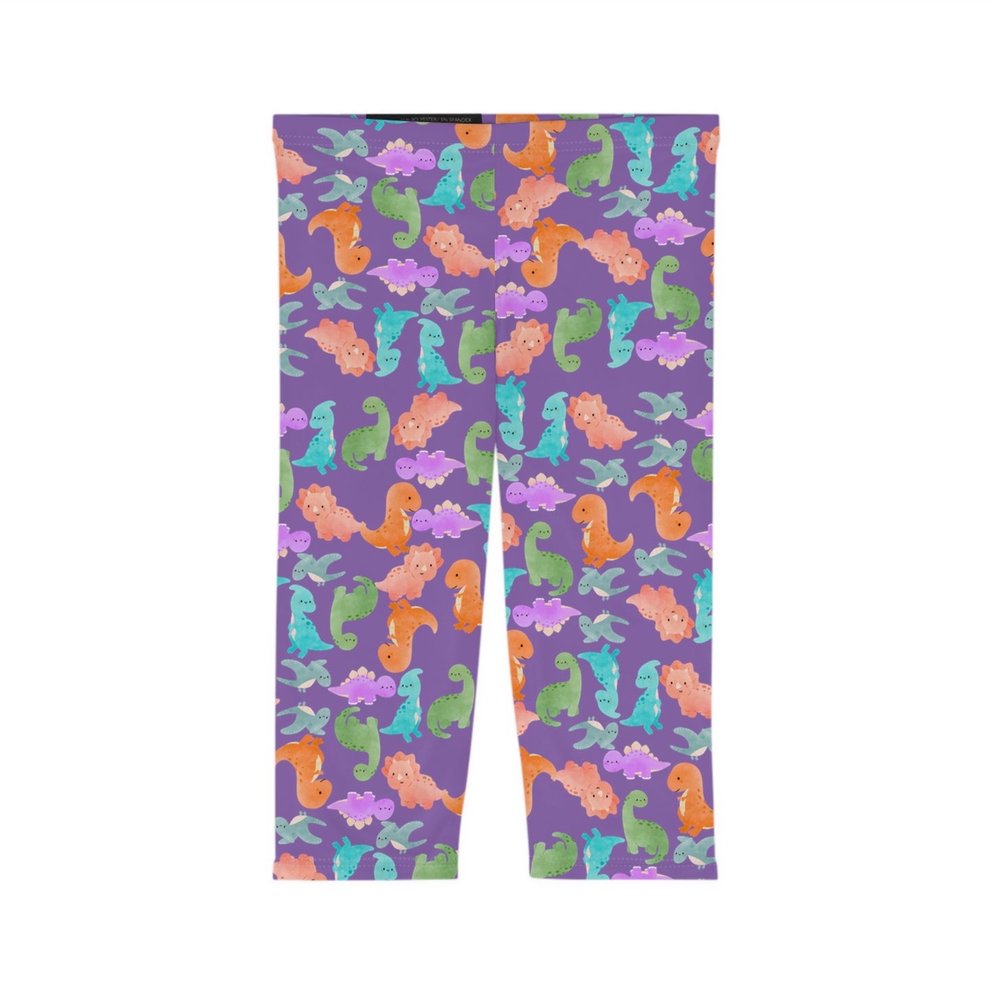 Women’s Capri Leggings  Rainbow Dinos Light Purple