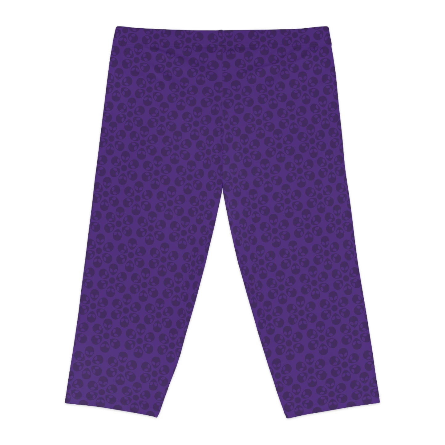 Womens Capri Leggings Alien Flowers Purple