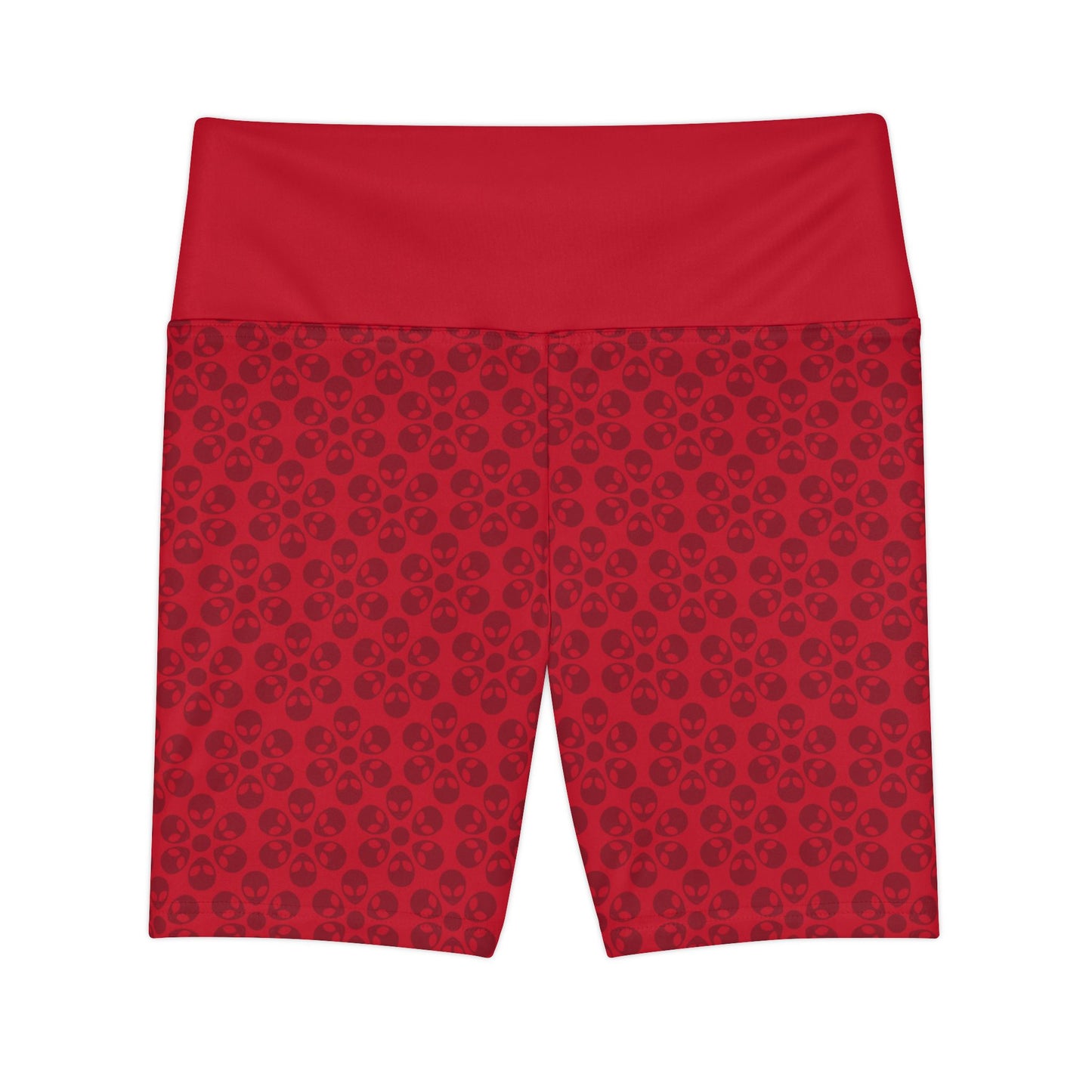 Womens Workout Shorts  Alien Flowers Dark Red