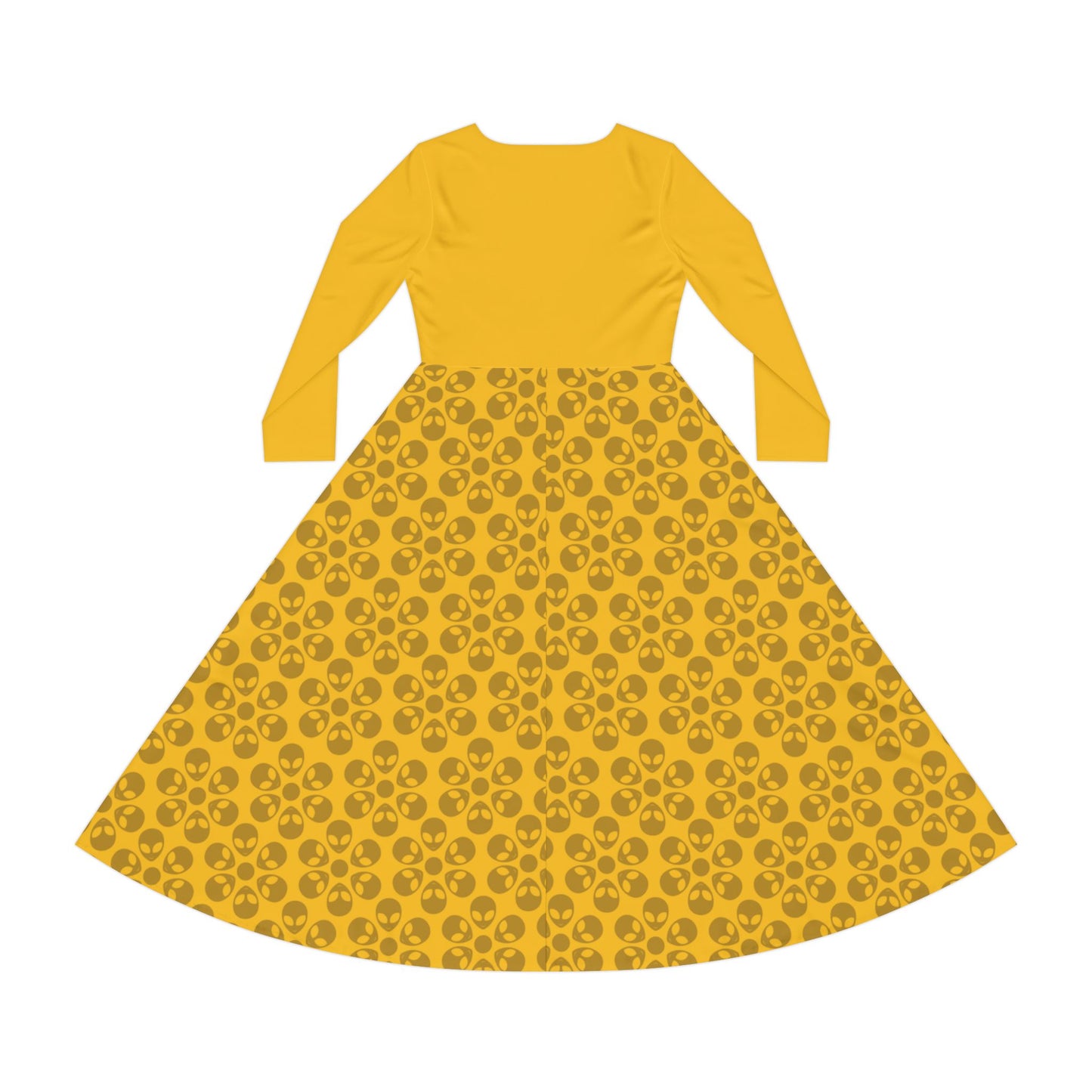 Womens Long Sleeve Dance Dress Alien Flowers Yellow