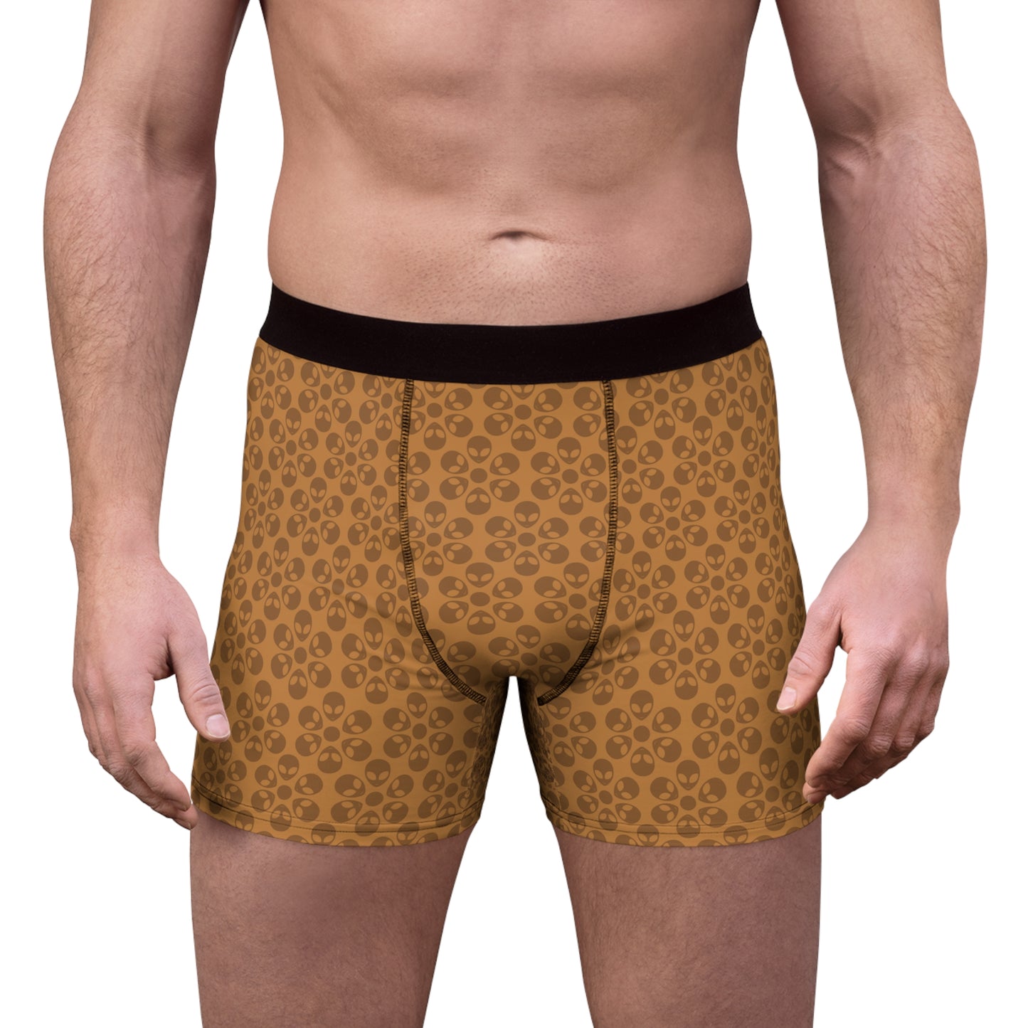 Mens Boxer Briefs  Alien Flowers Light Brown