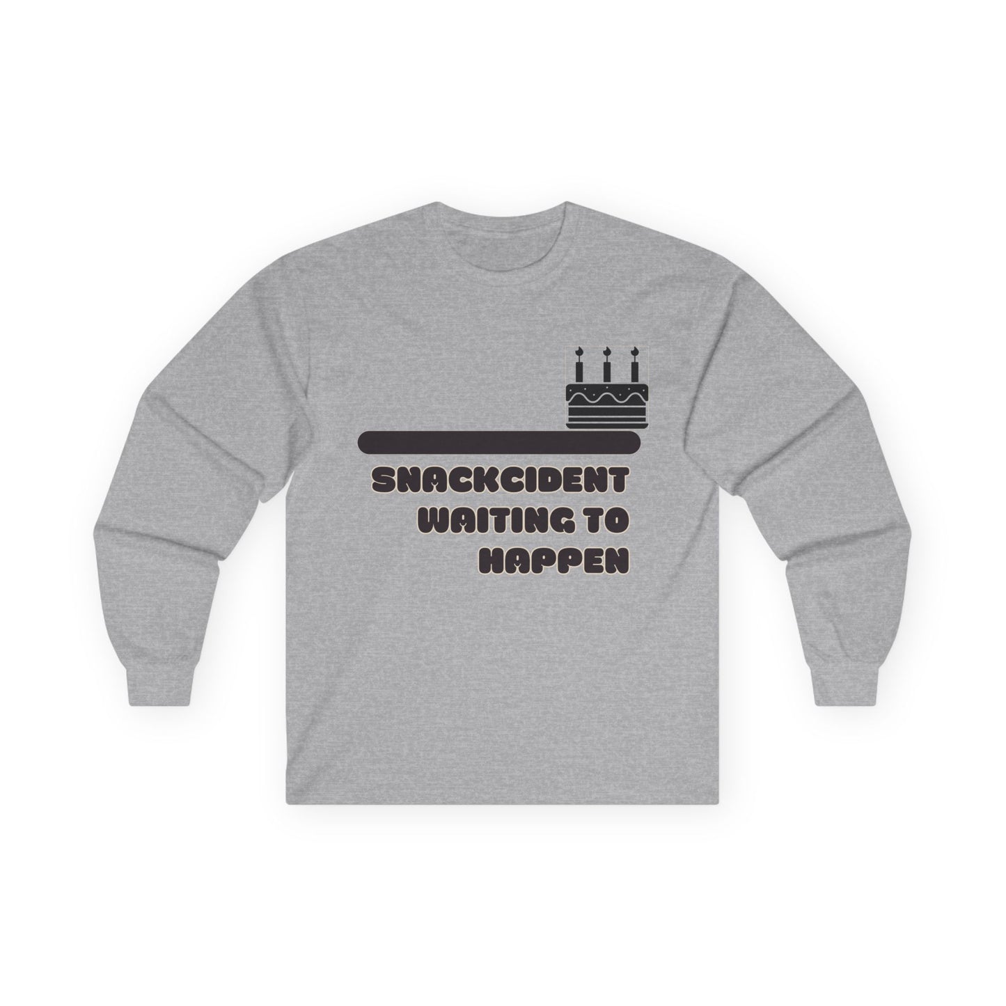Snackcident Waiting to Happen Long Sleeve Tee - Funny Gift for Food Lovers, Birthday, or Casual Wear, Ideal for Snacking Events, [...]