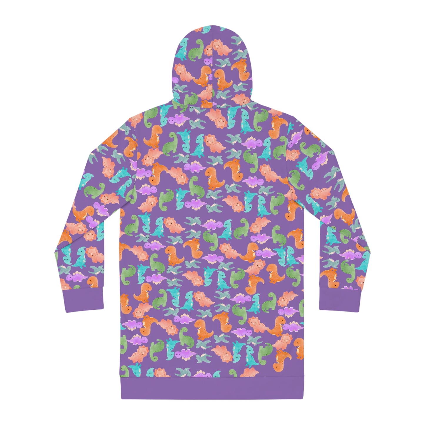 Womens Hoodie Dress Rainbow Dinos Light Purple
