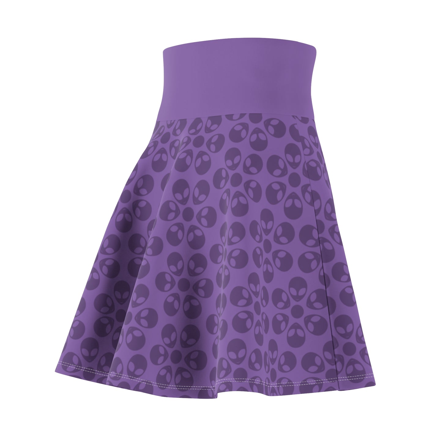 Skull Pattern Womens Skater Skirt Cute AOP Skirt Gothic Summer Wear Festival Outfit Alternative Fashion Alien Flowers Light Purple