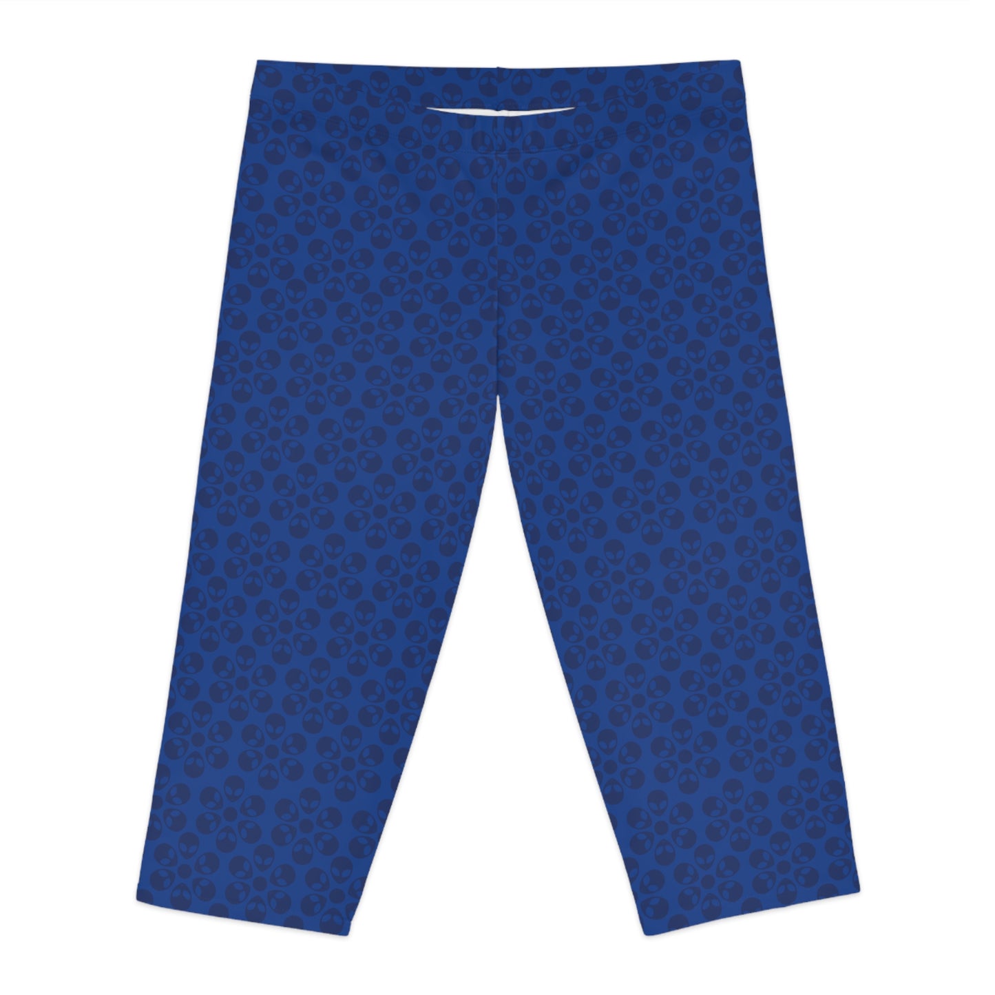 Womens Capri Leggings Alien Flowers Dark Blue
