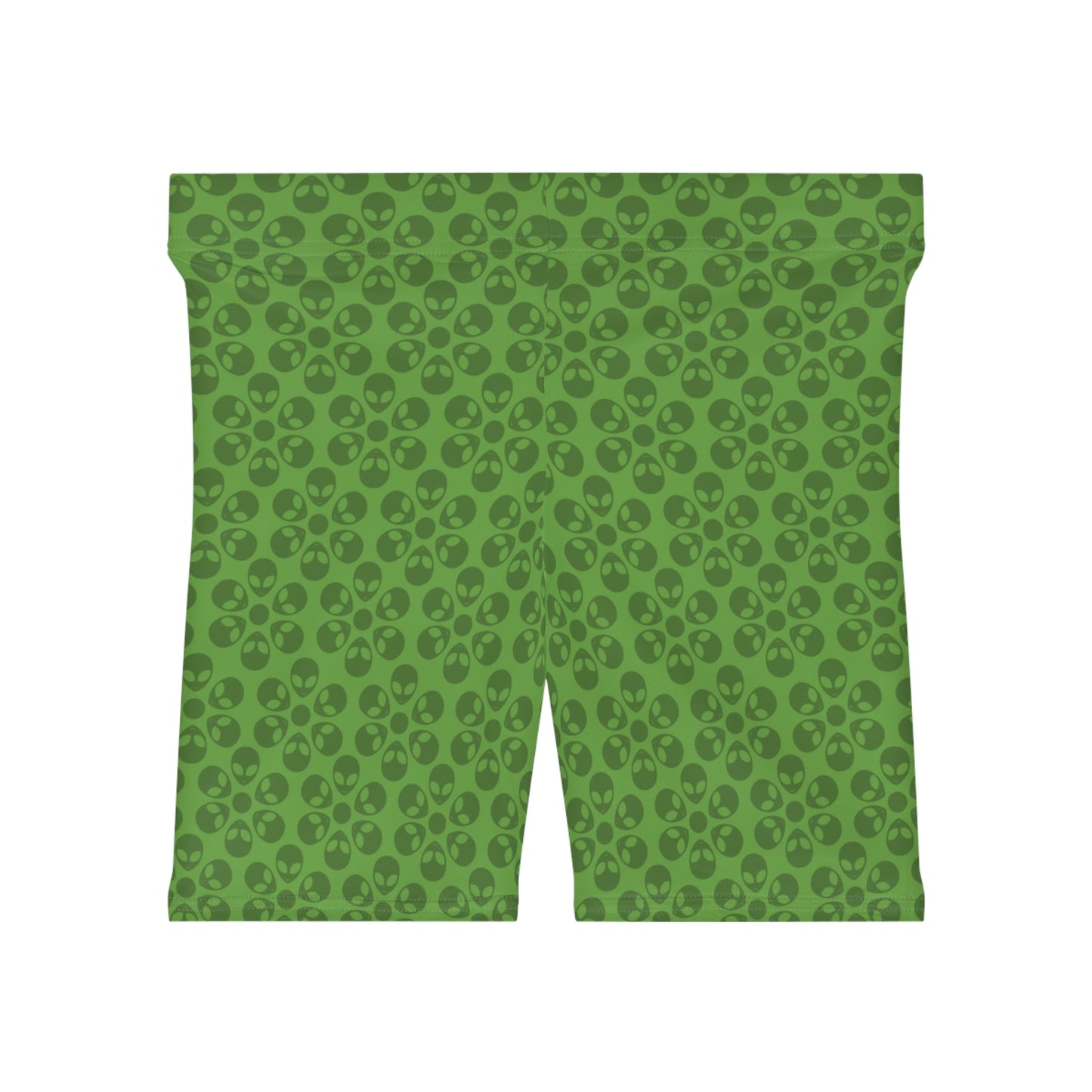Womens Alien Pattern Biker Shorts Trendy Activewear Casual Cycling Shorts Festival Outfit Summer Essentials Alien Flowers Green
