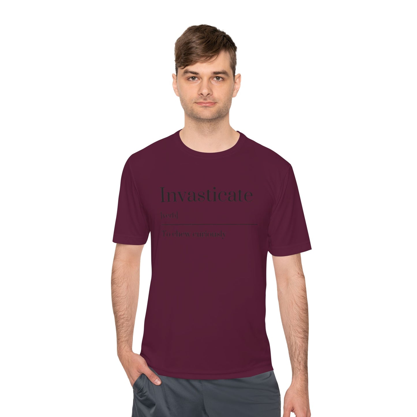 Invasticate Unisex Moisture Wicking Tee - Chew Curiously T-Shirt, Funny Tee, Unique Gift, Fitness Apparel, Casual Wear, Motivational Top