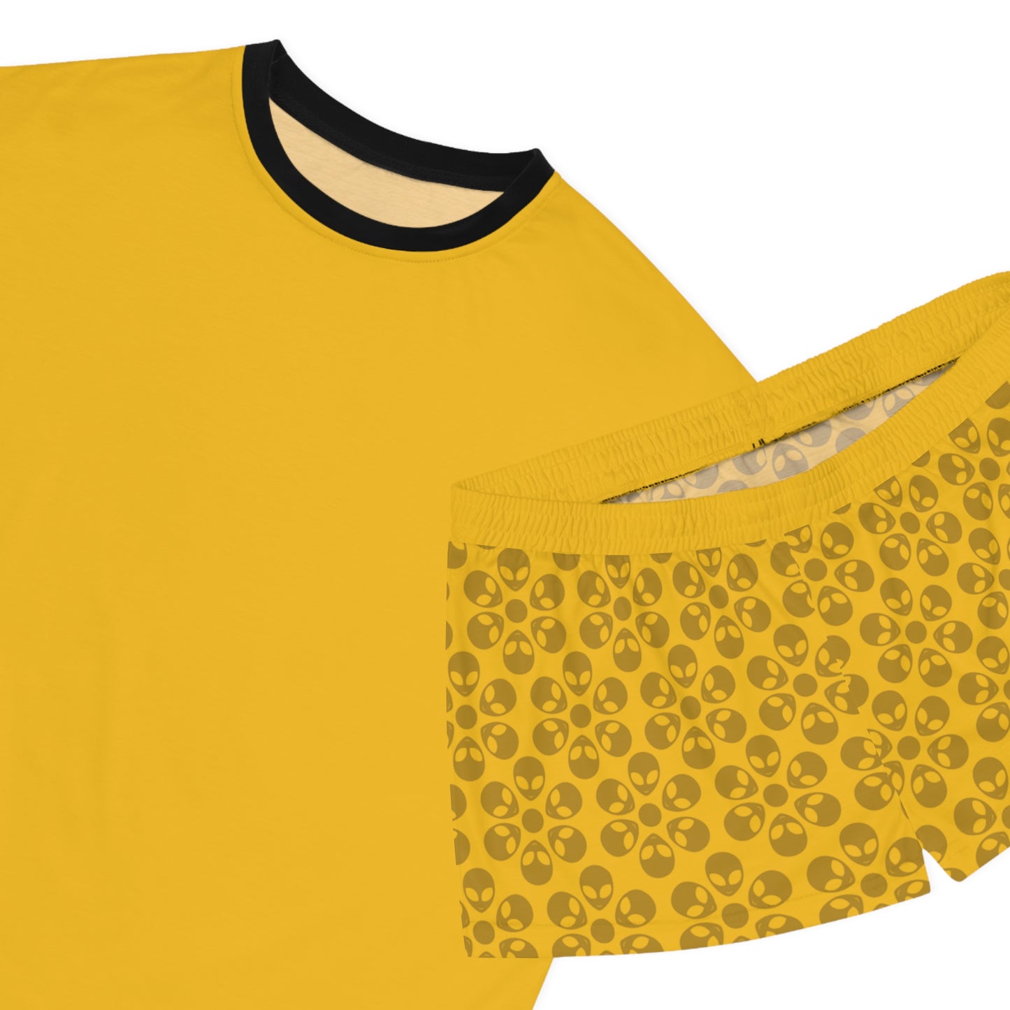 Stylish Womens Pajama Set Cozy Sleepwear AOP Floral Print Perfect for Lounging Gift for Her Summer Nights Relaxation Alien Flowers Yellow