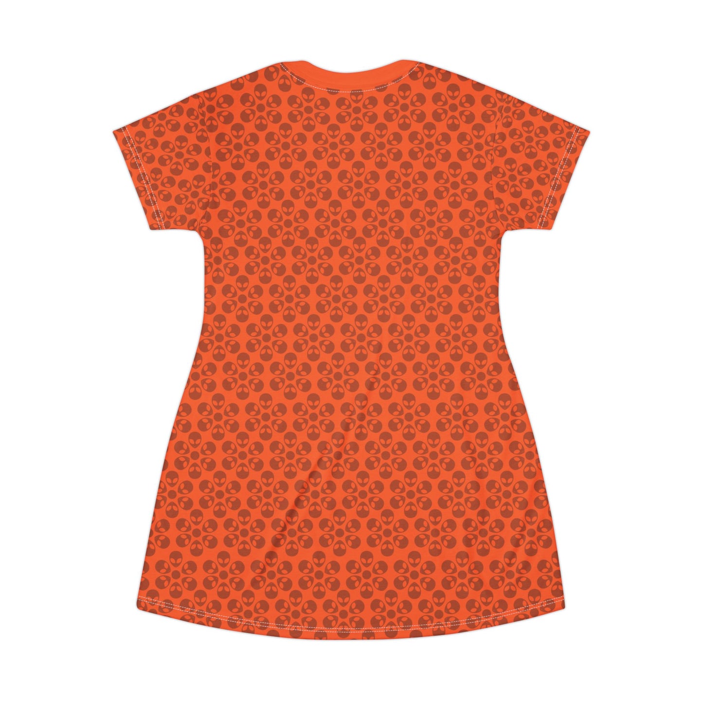 Floral Pattern TShirt Dress Casual Summer Dress Cute Dress for Women Floral Print Dress Trendy Everyday Wear Perfect for Beach Alien Flowers Orange