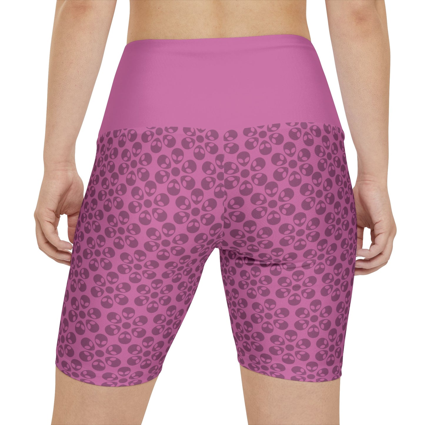 Womens Workout Shorts  Alien Flowers Light Pink