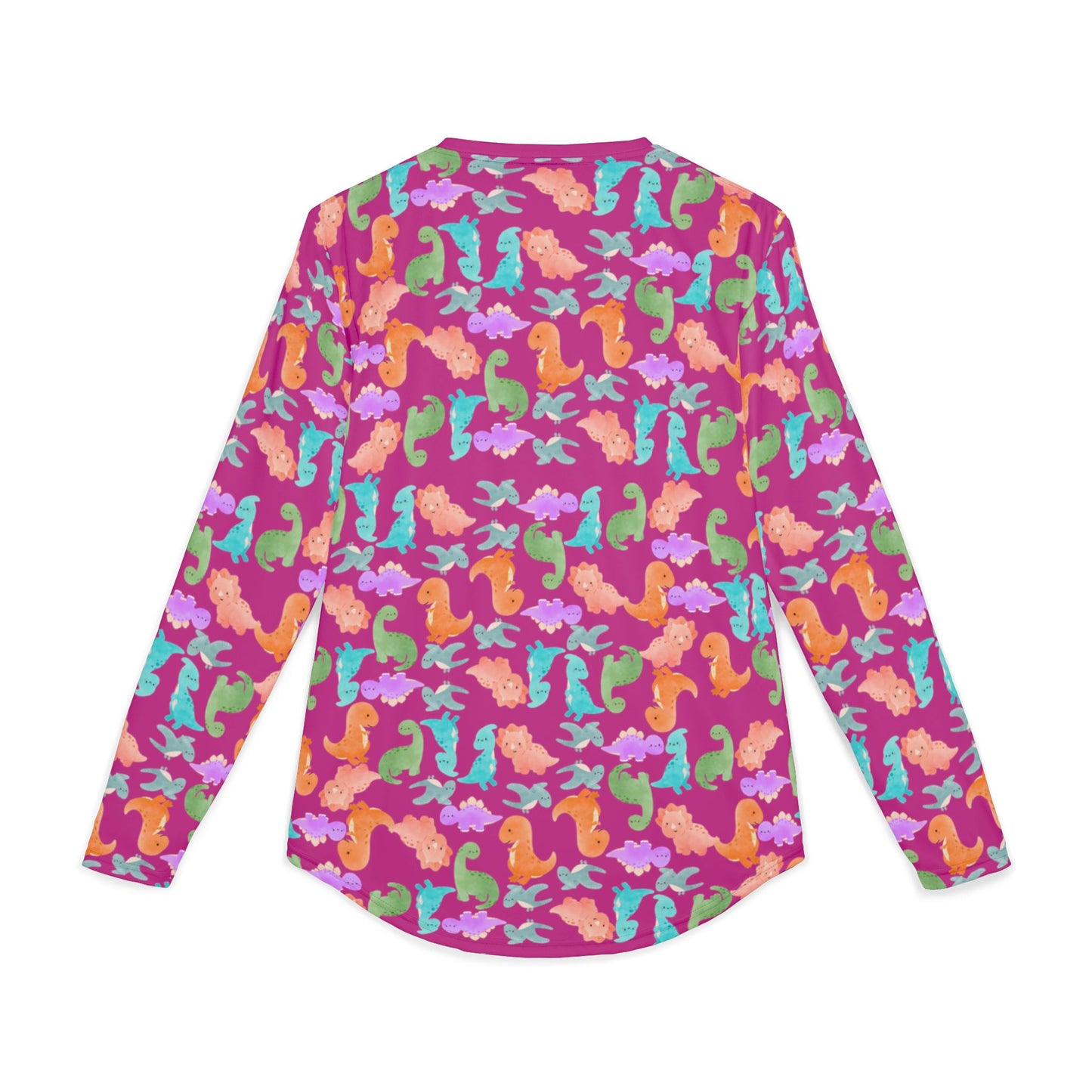 Colorful Dino UV Protection Shirt for Men | Long Sleeve Sun Shirt Outdoor Apparel Beachwear Vacation Top Summer Essentials Rainbow Dinos Pink