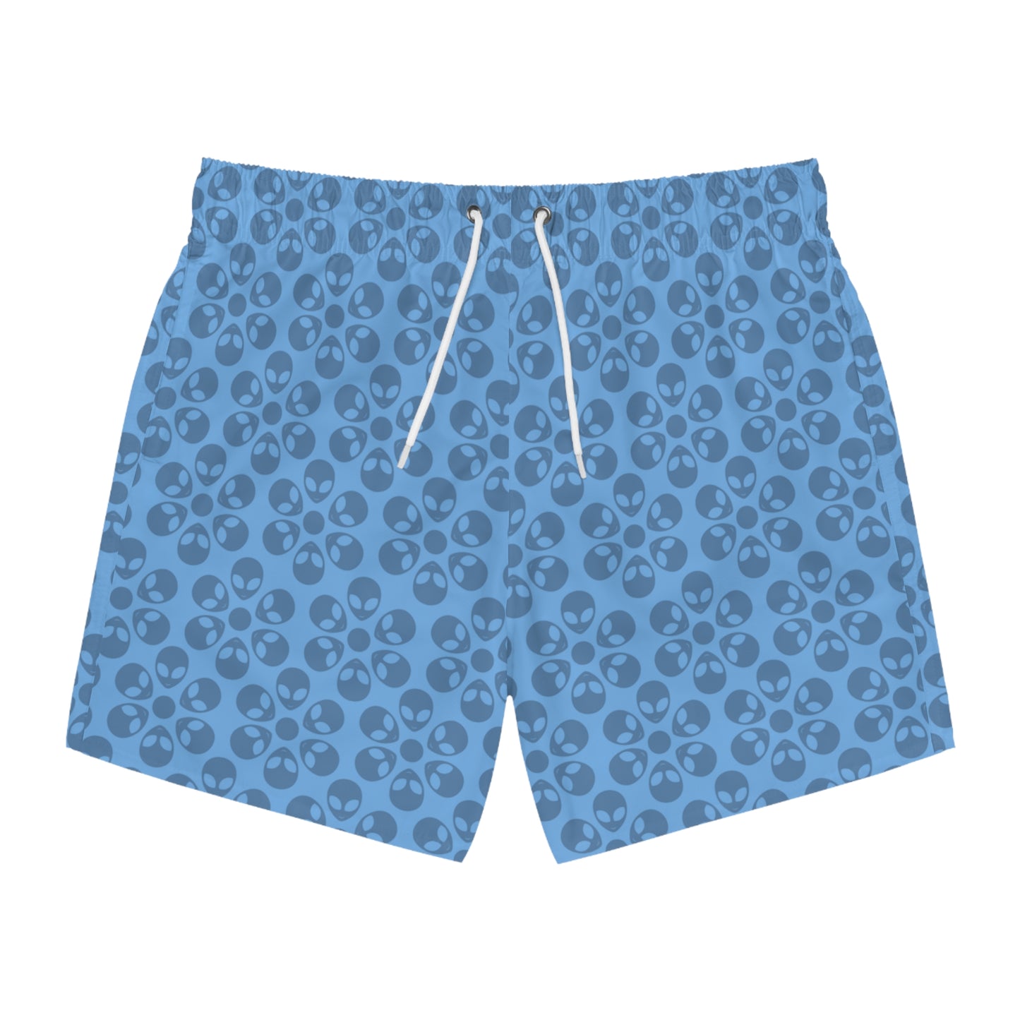 Stylish AOP Swim Trunks for Beach Days Summer Fun Pool Parties Vacation Wear Gift for Him Alien Flowers Light Blue
