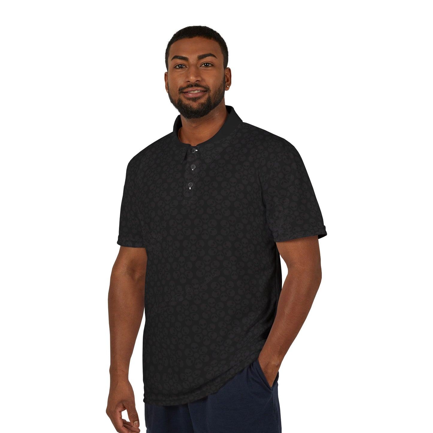 Stylish Unisex Polo Shirt  Modern Floral Design Casual Wear Gift for Him/Her Summer Outfit Personalized Style Alien Flowers Purple