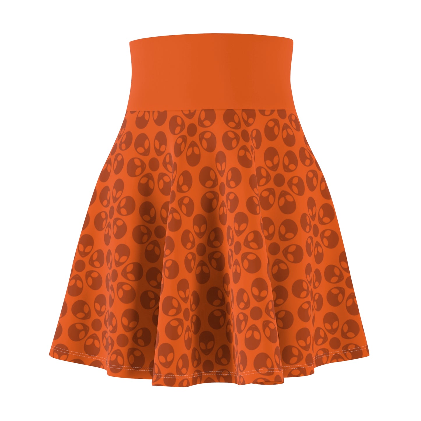 Skull Pattern Womens Skater Skirt Cute AOP Skirt Gothic Summer Wear Festival Outfit Alternative Fashion Alien Flowers Orange
