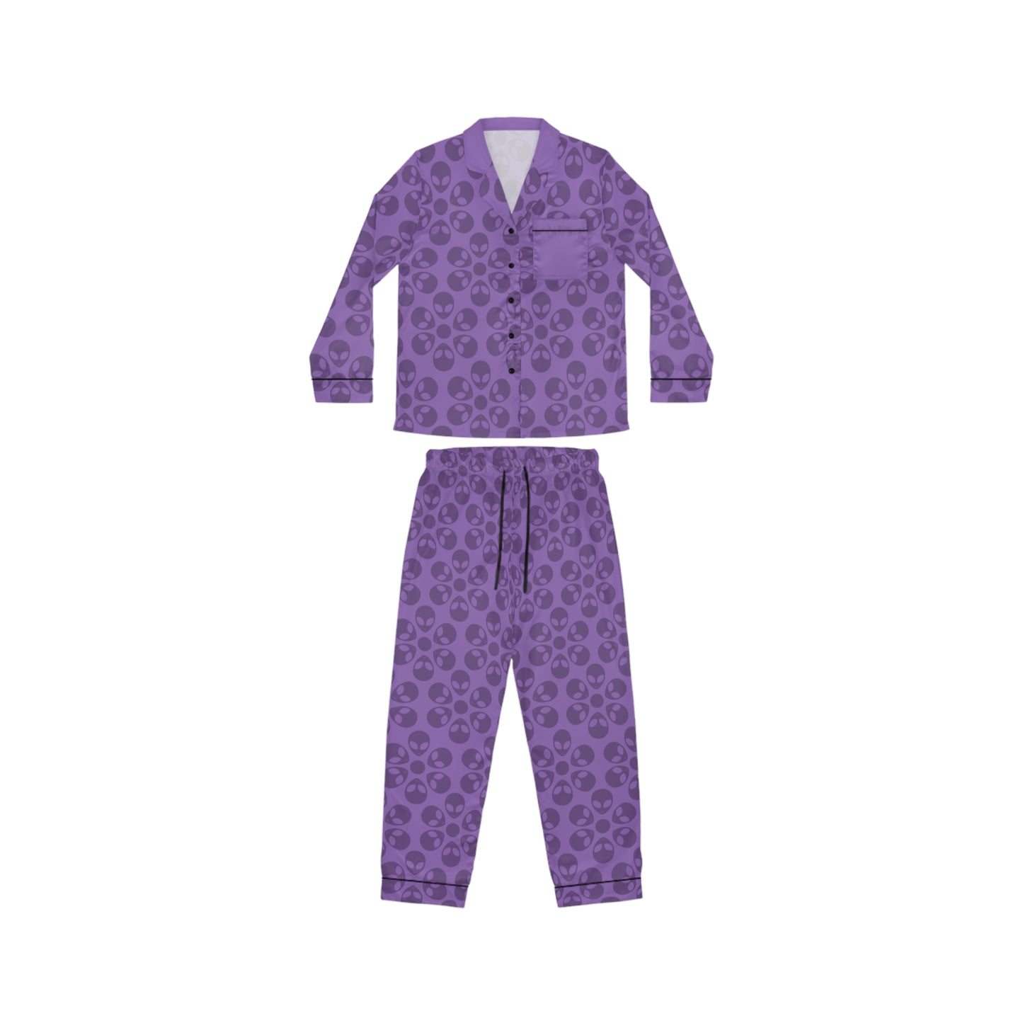 Womens Satin Pajamas  Alien Flowers Light Purple