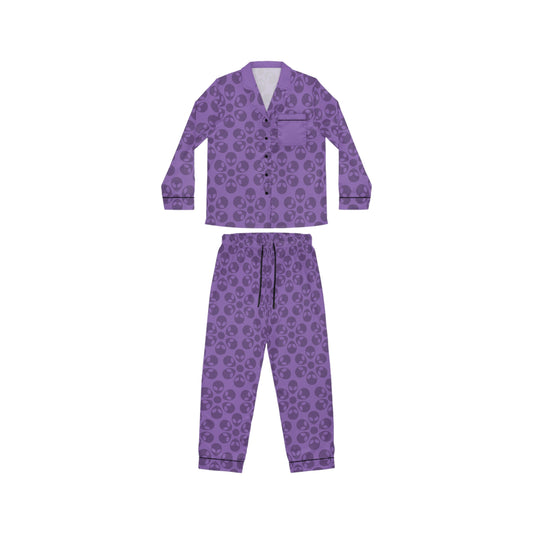 Womens Satin Pajamas  Alien Flowers Light Purple