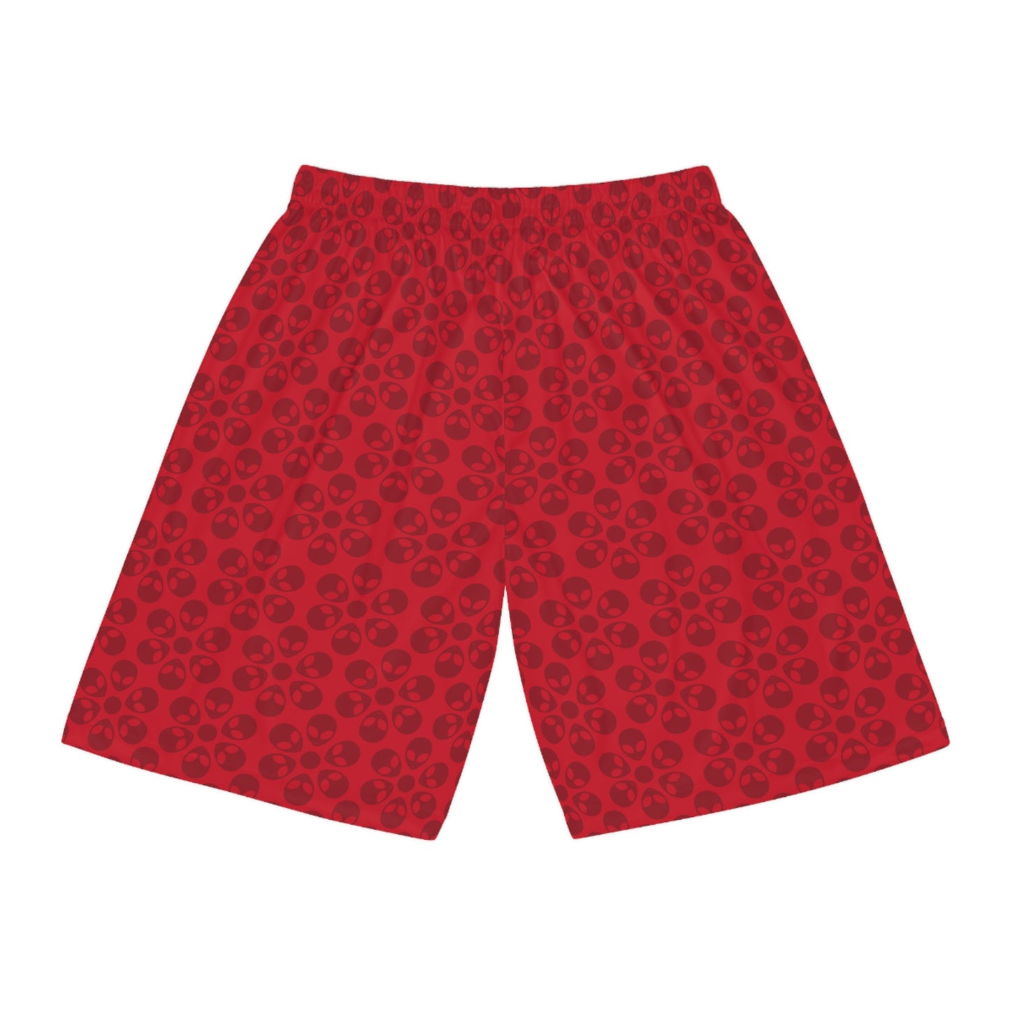 Trendy Skull Pattern Basketball Shorts Summer Activewear Sports Apparel Casual Wear Beach Shorts Gift for Basketball Lovers Alien Flowers Dark Red
