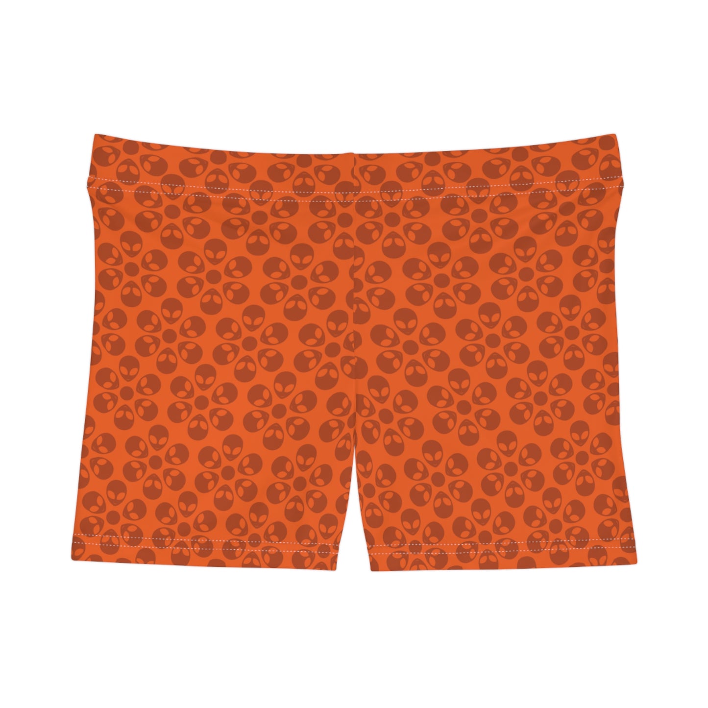 Alien Pattern Womens Shorts for Casual Summer Days Beach Wear Festival Outfit Relaxed Style Alien Flowers Orange