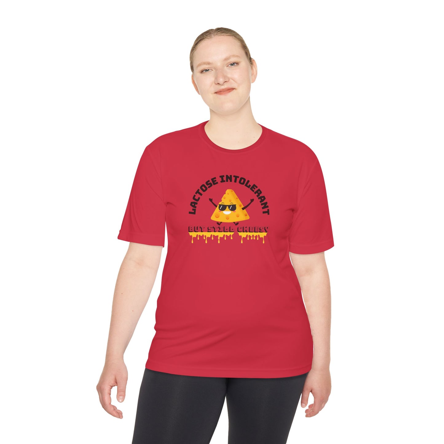 Lactose Intolerant But Still Cheesy Tee - Fun Unisex Moisture Wicking T-Shirt for Foodies, Great for Birthdays, Gifting, and Casual [...]