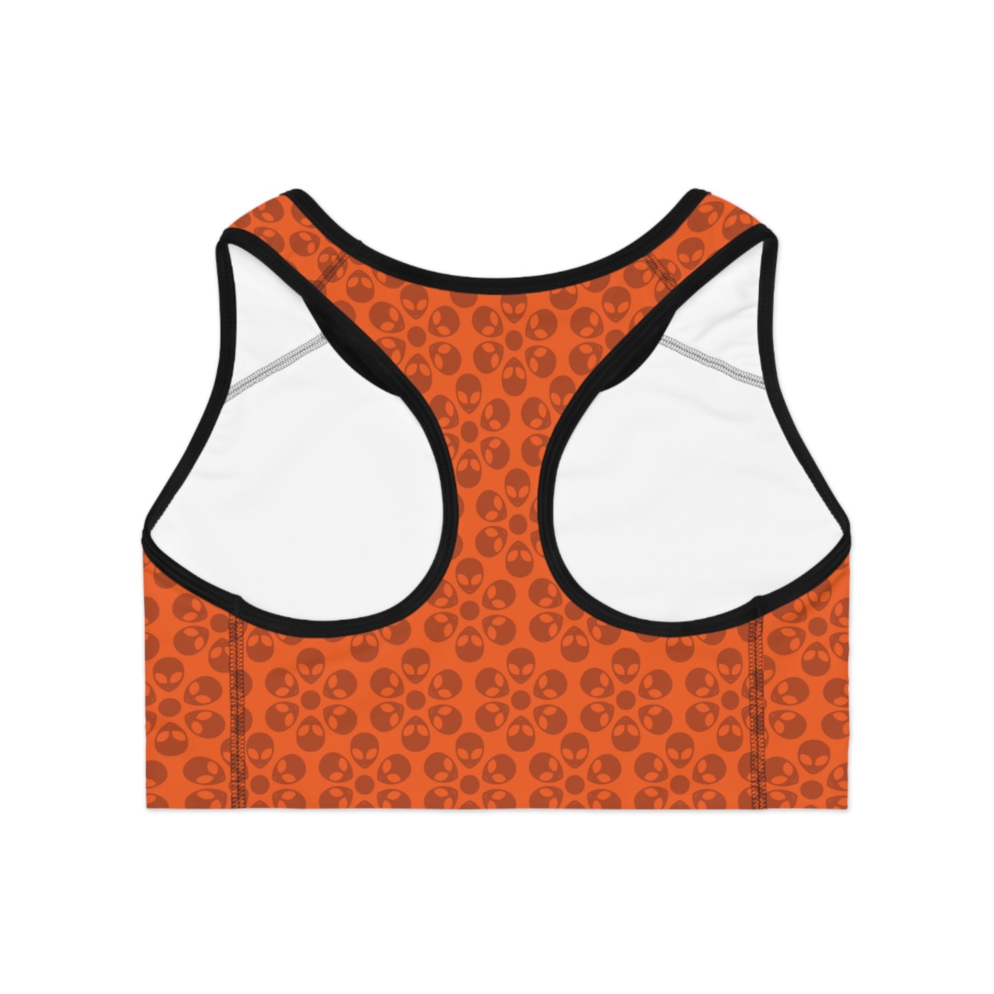 Trendy Floral Pattern Sports Bra Workout Bra for Women Fitness Gear Yoga Top Gym Wear Gift for Athletes Alien Flowers Orange