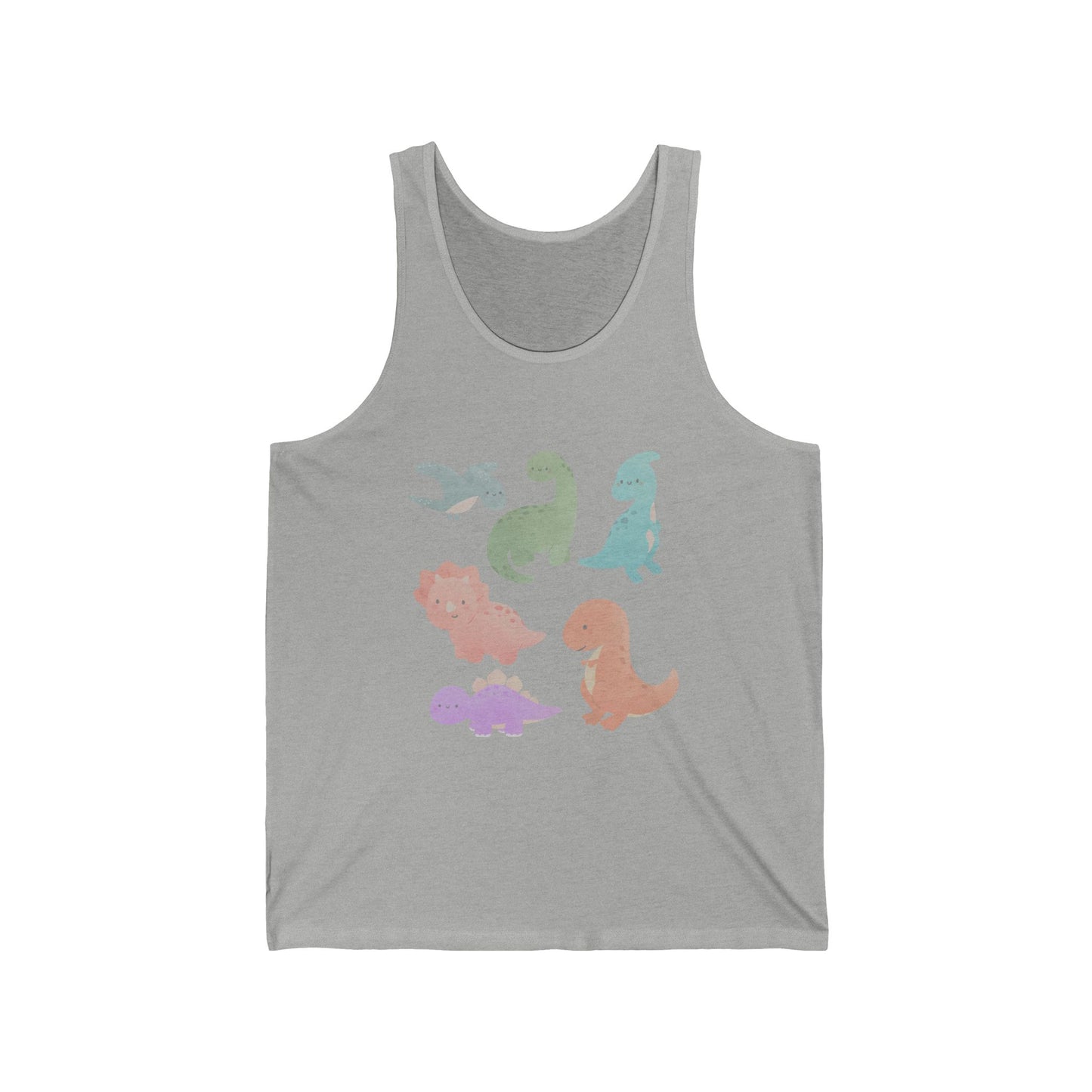 Dinosaur Graphic Unisex Jersey Tank | Fun Summer Top, Cute Gift for Kids and Adults, Dinosaur Lovers, Birthday Party, Casual Wear