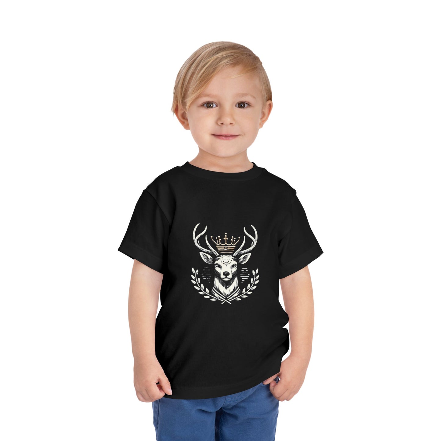 Royal Deer Toddler Short Sleeve Tee - Cute Animal Graphic Tee for Kids - Oh Deer Lord