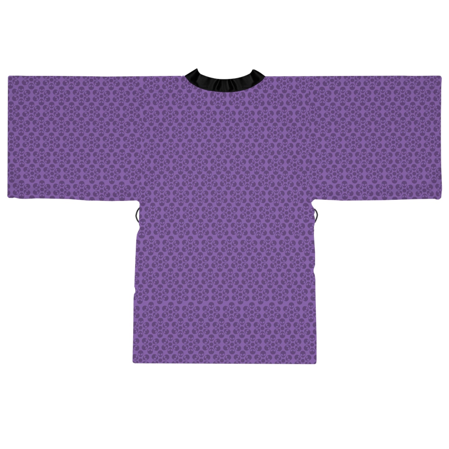 Chic Floral Long Sleeve Kimono Robe Bohemian Loungewear Relaxation Gift Spa Day Essential Cozy Home Attire Trendy Style Alien Flowers Light Purple