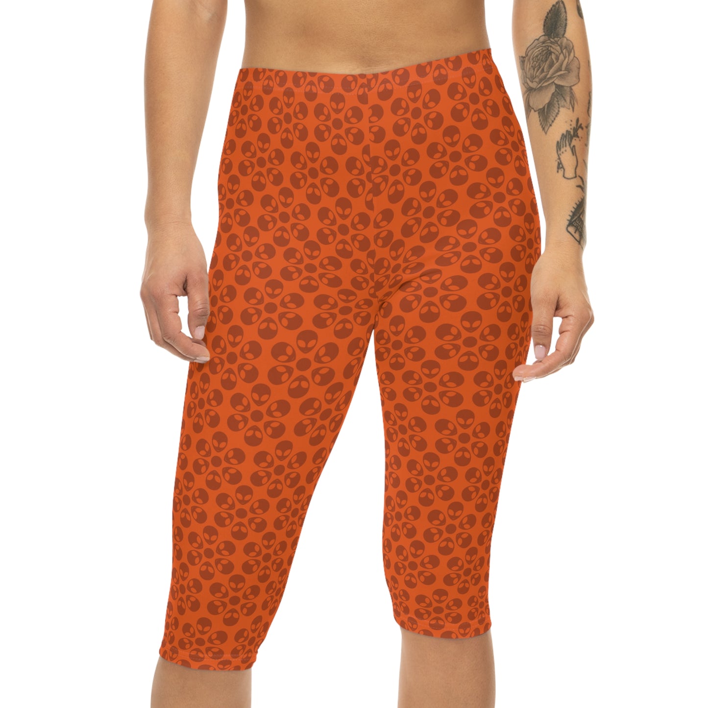Women’s Capri Leggings Alien Flowers Orange
