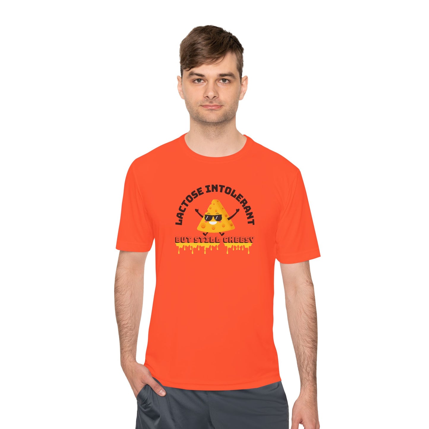 Lactose Intolerant But Still Cheesy Tee - Fun Unisex Moisture Wicking T-Shirt for Foodies, Great for Birthdays, Gifting, and Casual [...]