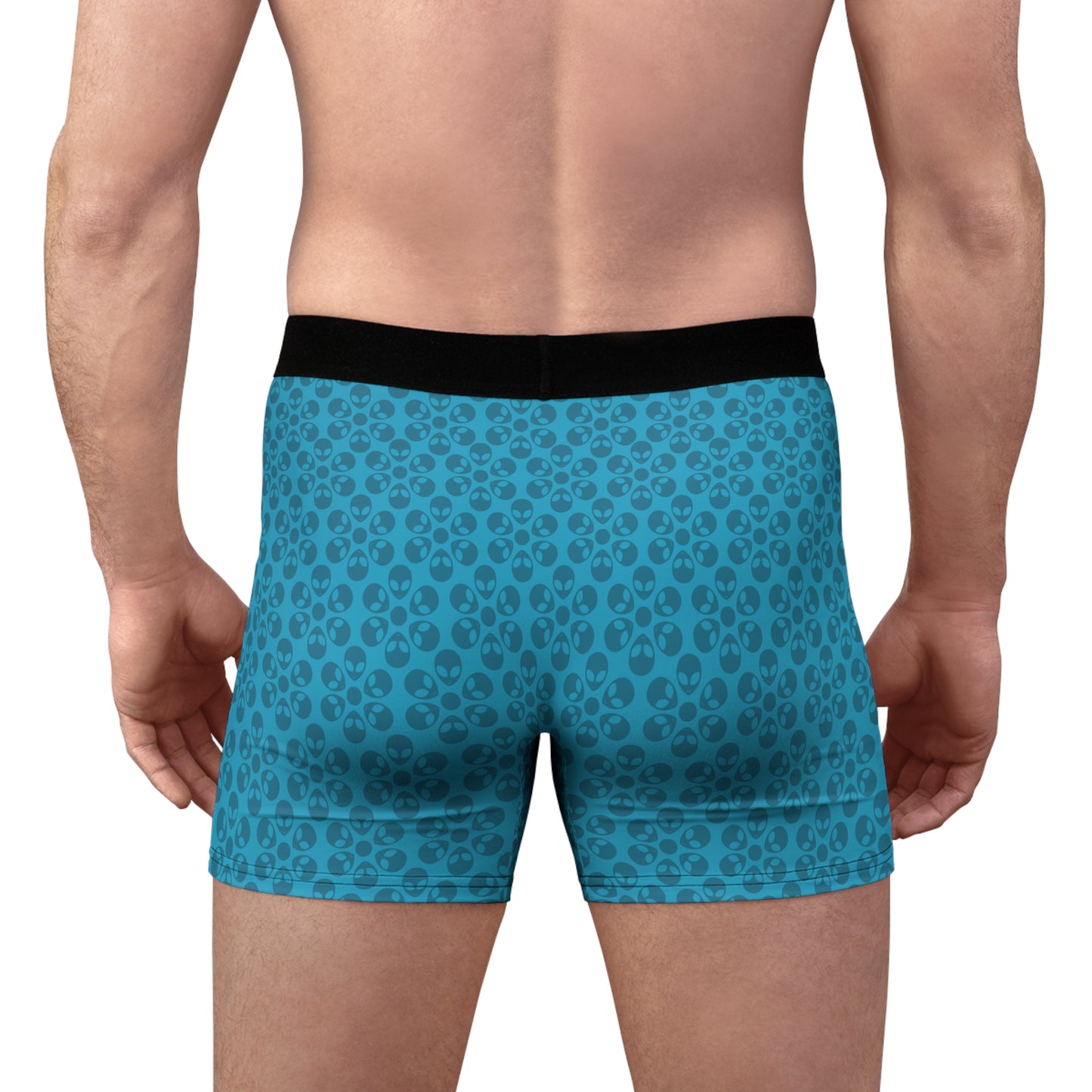 Mens Boxer Briefs  Alien Flowers Turquoise