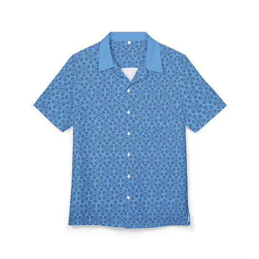 Unisex Hawaiian ButtonDown Shirt  Tropical Vibe Summer Apparel Beachwear Vacation Outfit Casual Wear Alien Flowers Light Blue
