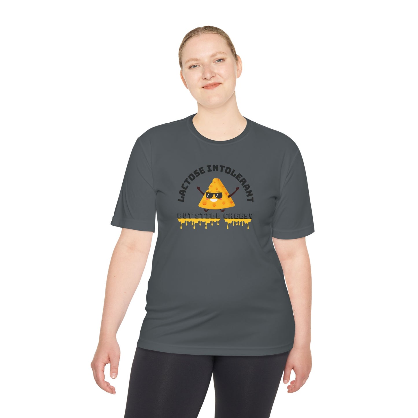 Lactose Intolerant But Still Cheesy Tee - Fun Unisex Moisture Wicking T-Shirt for Foodies, Great for Birthdays, Gifting, and Casual [...]