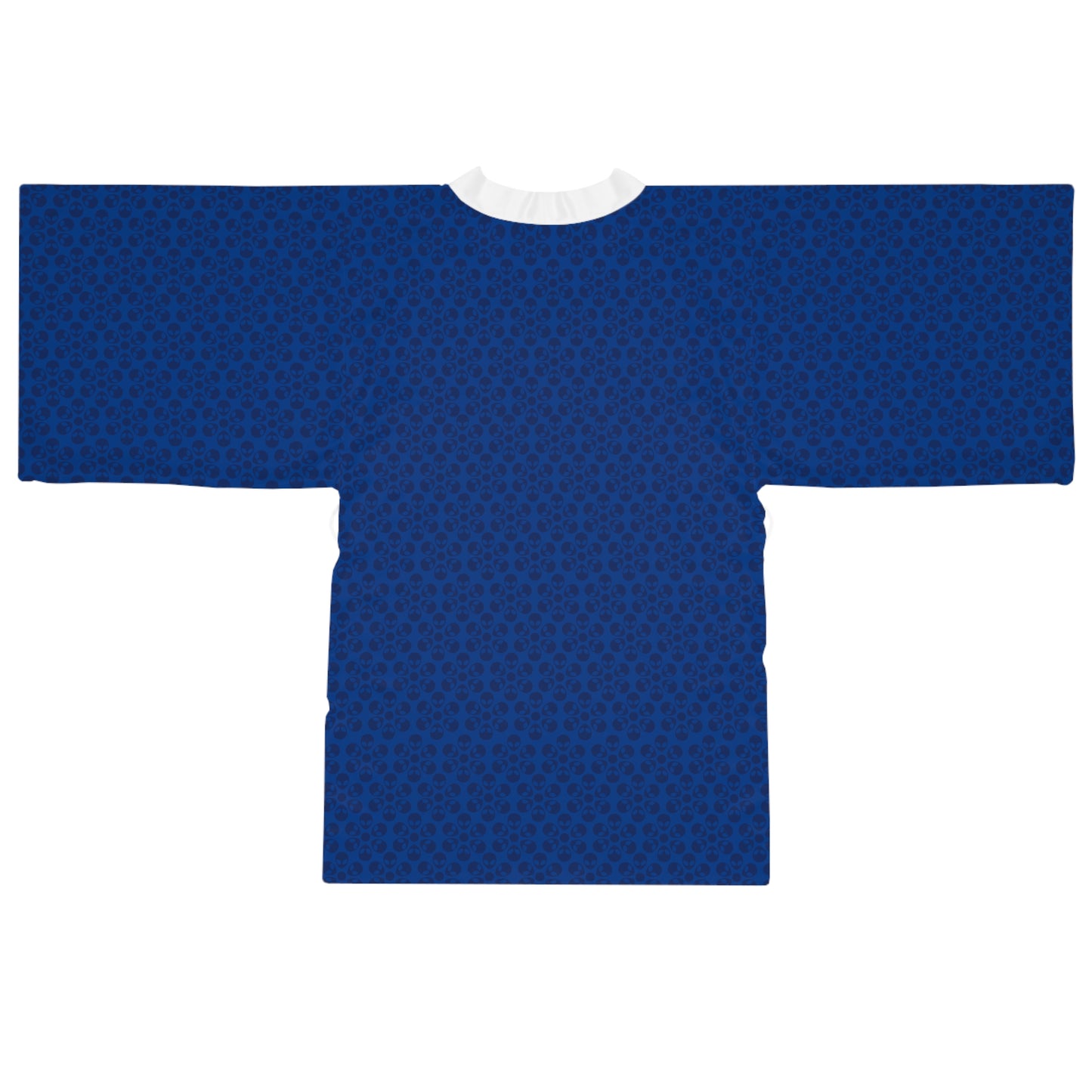 Chic Floral Long Sleeve Kimono Robe Bohemian Loungewear Relaxation Gift Spa Day Essential Cozy Home Attire Trendy Style Alien Flowers Dark Blue