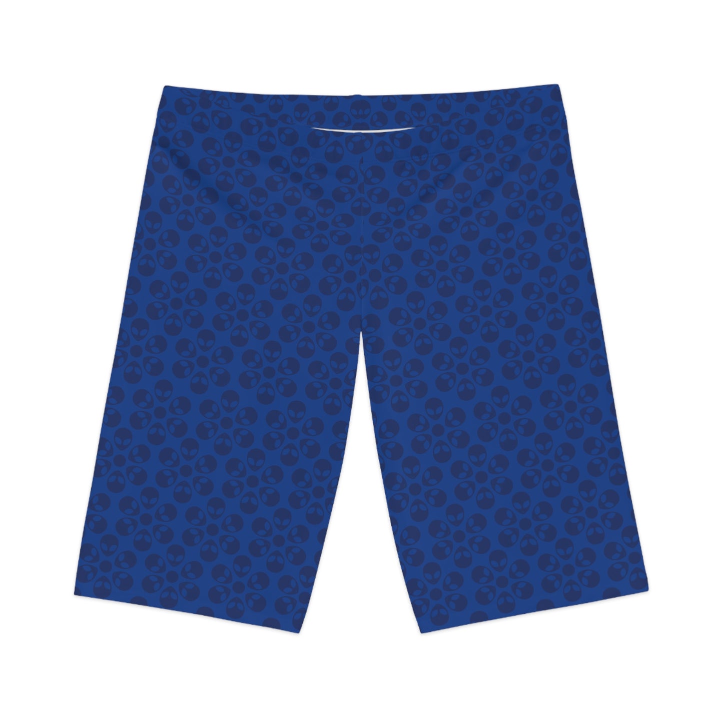 Womens Bike Shorts Alien Flowers Dark Blue