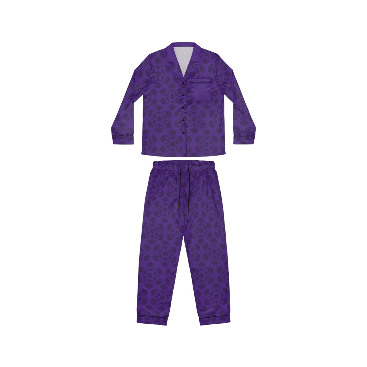 Womens Satin Pajamas  Alien Flowers Purple