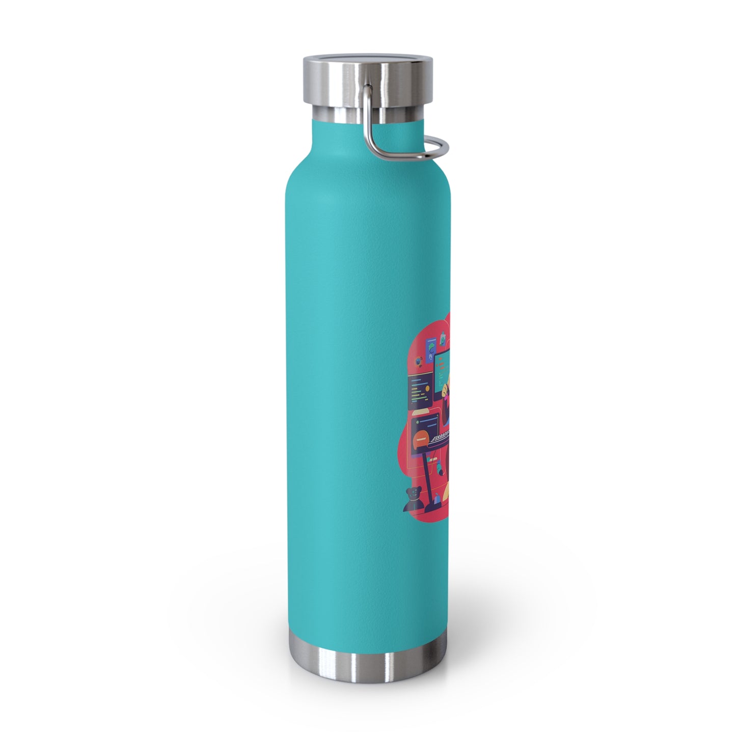 Playful Gamer Copper Vacuum Insulated Bottle | 22oz Water Bottle, Cute Gift for Gamers, Eco-Friendly Travel Flask, Sports Bottle, Fun Decor