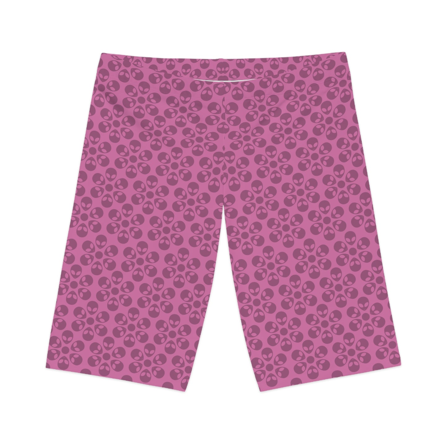 Womens Bike Shorts Alien Flowers Light Pink