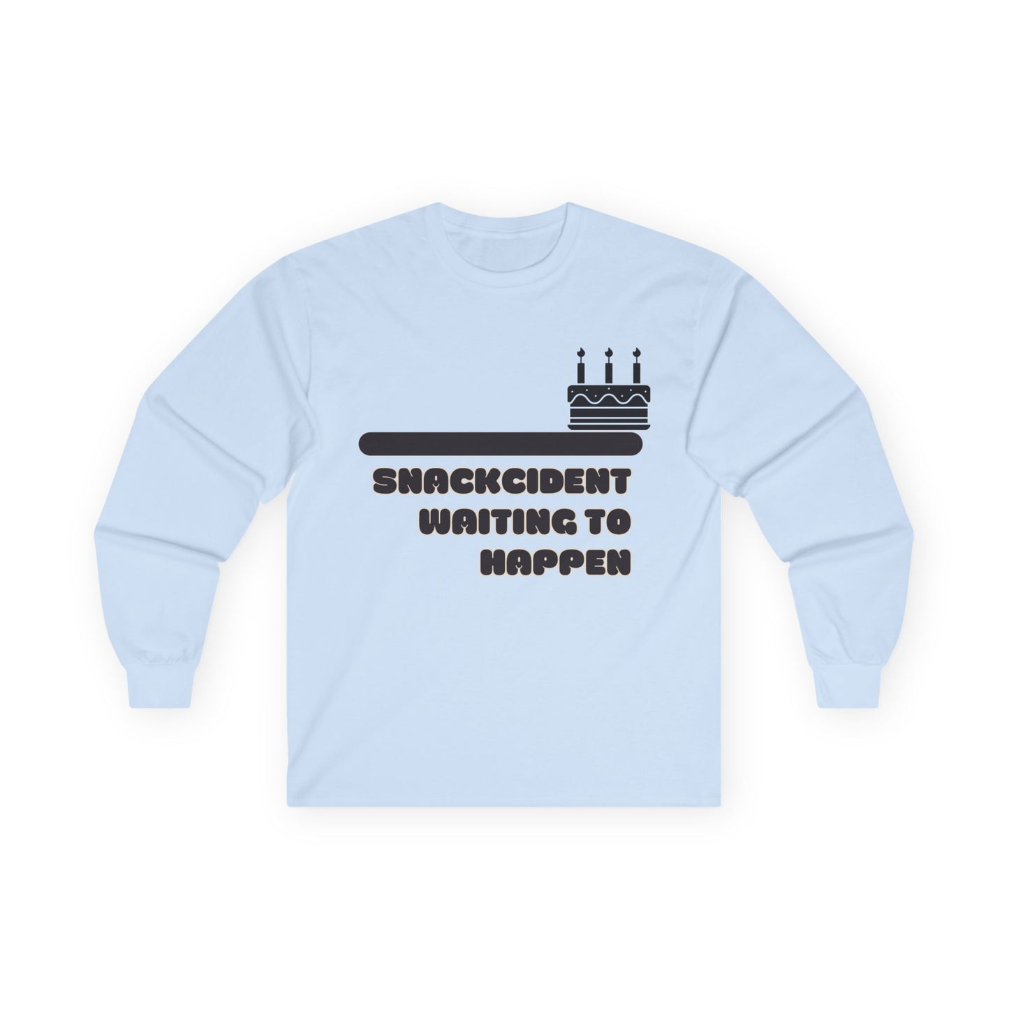 Snackcident Waiting to Happen Long Sleeve Tee - Funny Gift for Food Lovers, Birthday, or Casual Wear, Ideal for Snacking Events, [...]