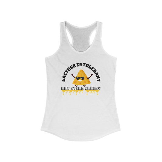 Lactose Intolerant Funny Tank, Women's Racerback Tank, Humor Apparel, Summer Top, Gift for Foodies, Nutrition Joke Shirt