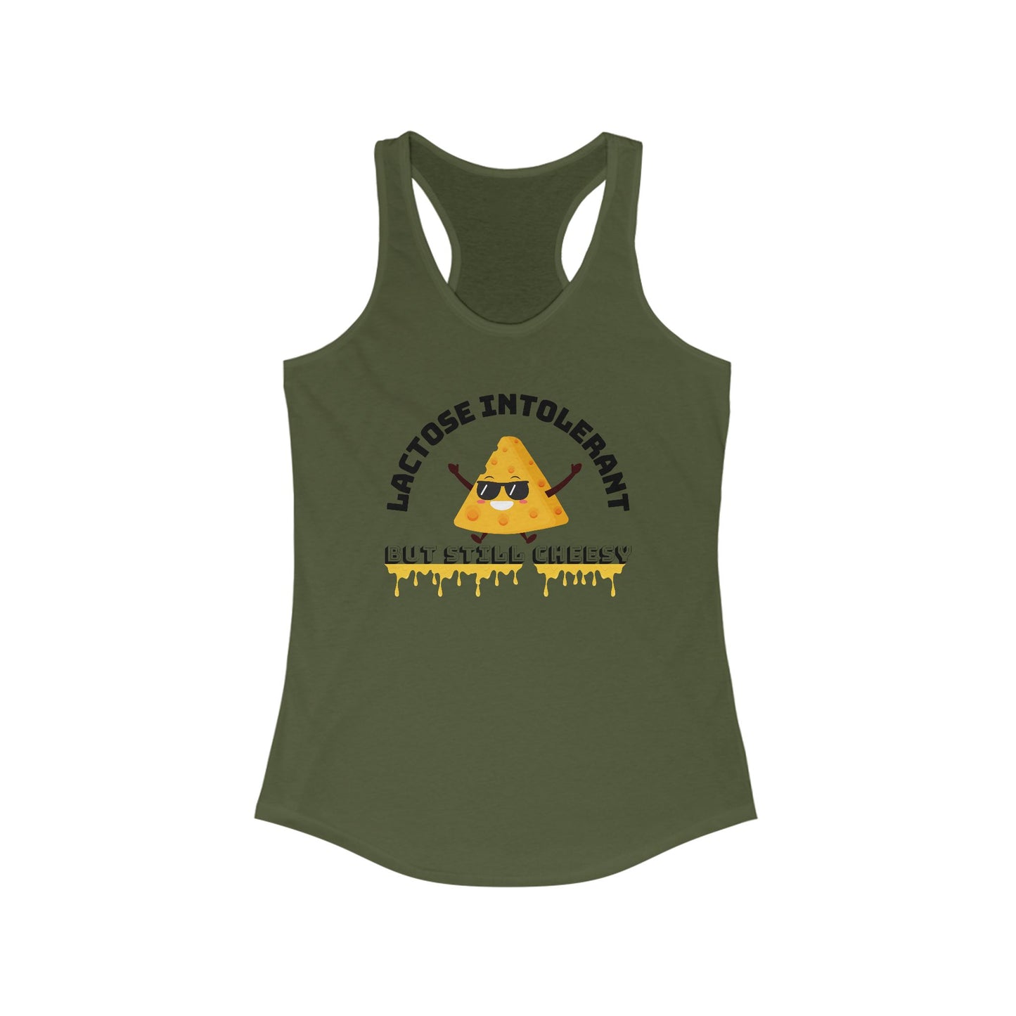 Lactose Intolerant Funny Tank, Women's Racerback Tank, Humor Apparel, Summer Top, Gift for Foodies, Nutrition Joke Shirt
