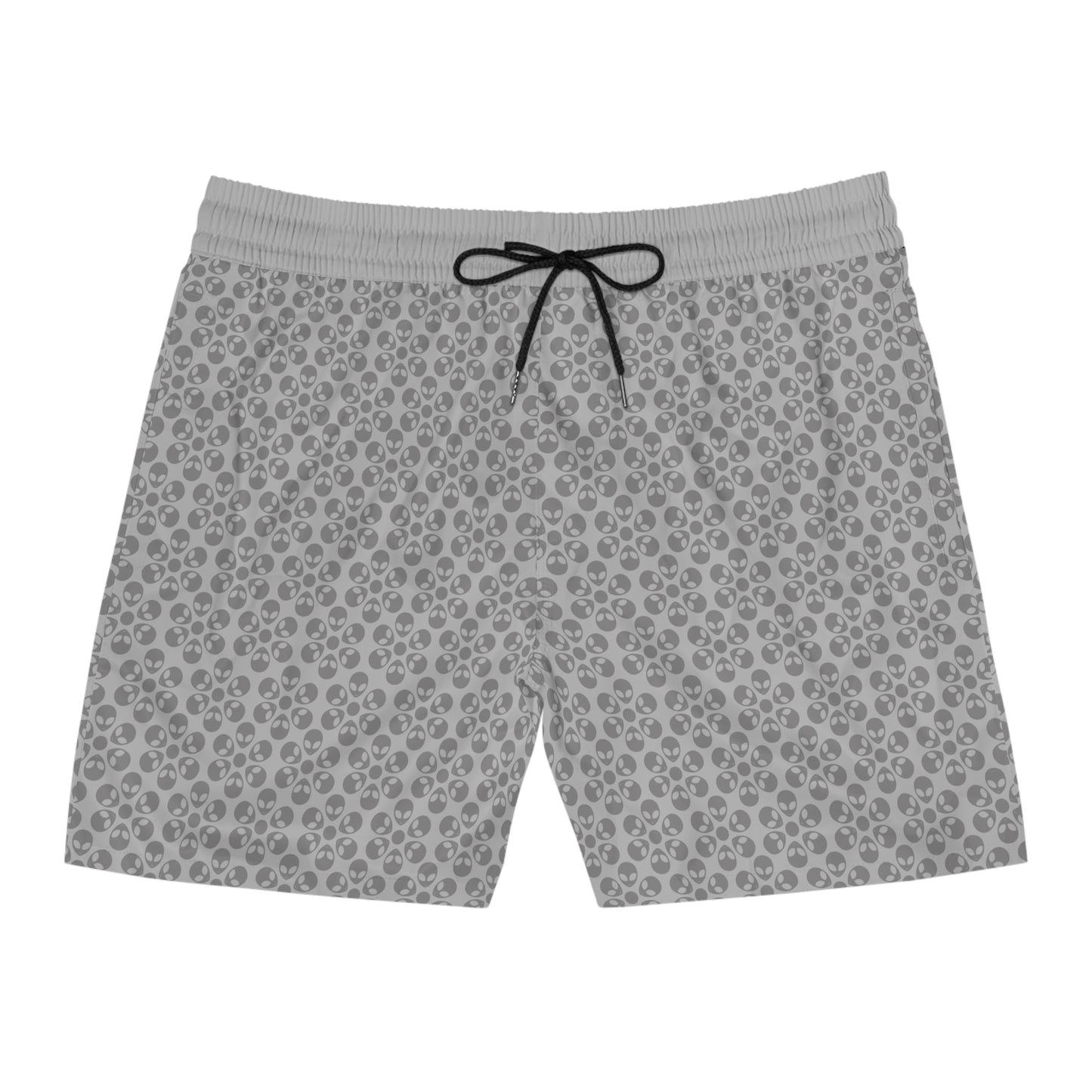 Stylish Mens MidLength Swim Shorts Beachwear Vacation Essentials Poolside Comfort Summer Outfit Trendy Swimwear Alien Flowers Light Grey