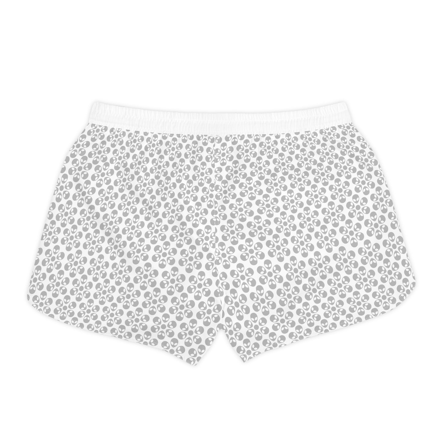 Casual Alien Print Shorts for Women Fashionable Summer Loungewear Perfect for Lounging Yoga Beach Summer Vacations Gifts Alien Flowers White