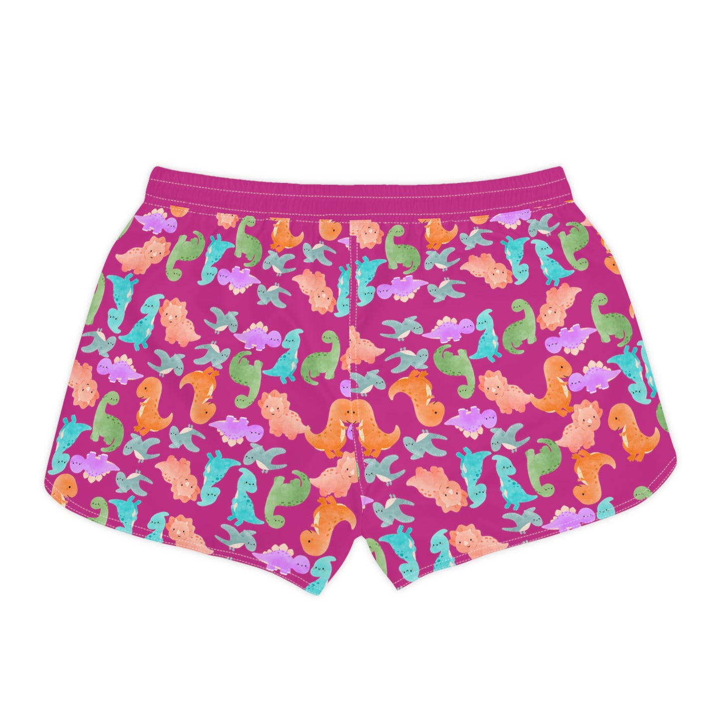 Whimsical Dino Print Casual Shorts for Women Fun Summer Loungewear Cute Animal Pajama Shorts Gifts for Dinosaur Lovers Cute Shorts Rainbow Dinos Pink