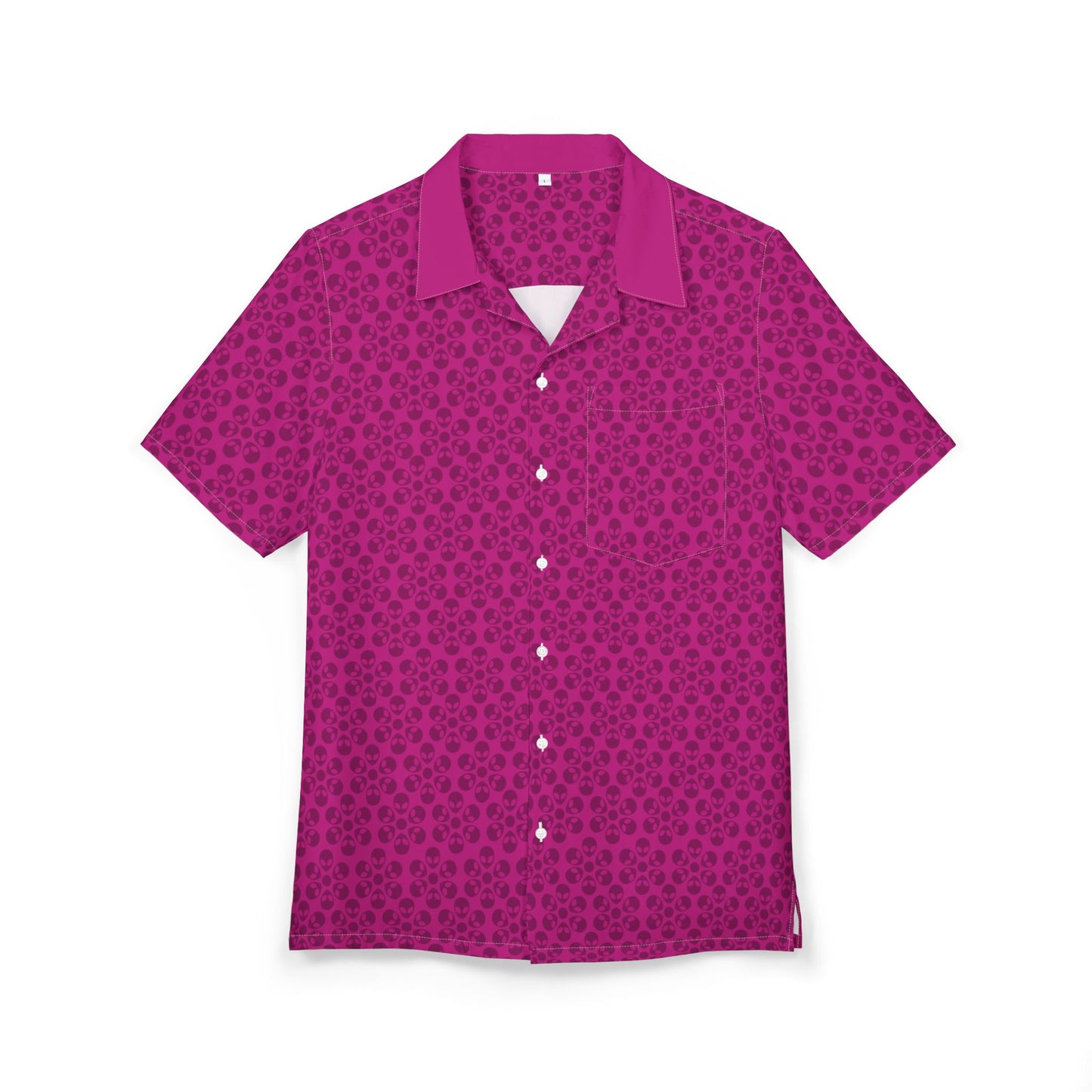 Unisex Hawaiian ButtonDown Shirt  Tropical Vibe Summer Apparel Beachwear Vacation Outfit Casual Wear Alien Flowers Pink